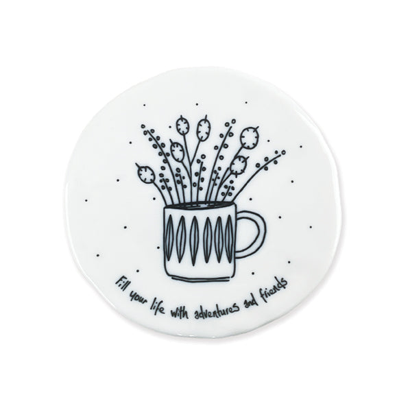 East of India Onderzetter Mug met bloemen "Fill your life with adventures and friends"