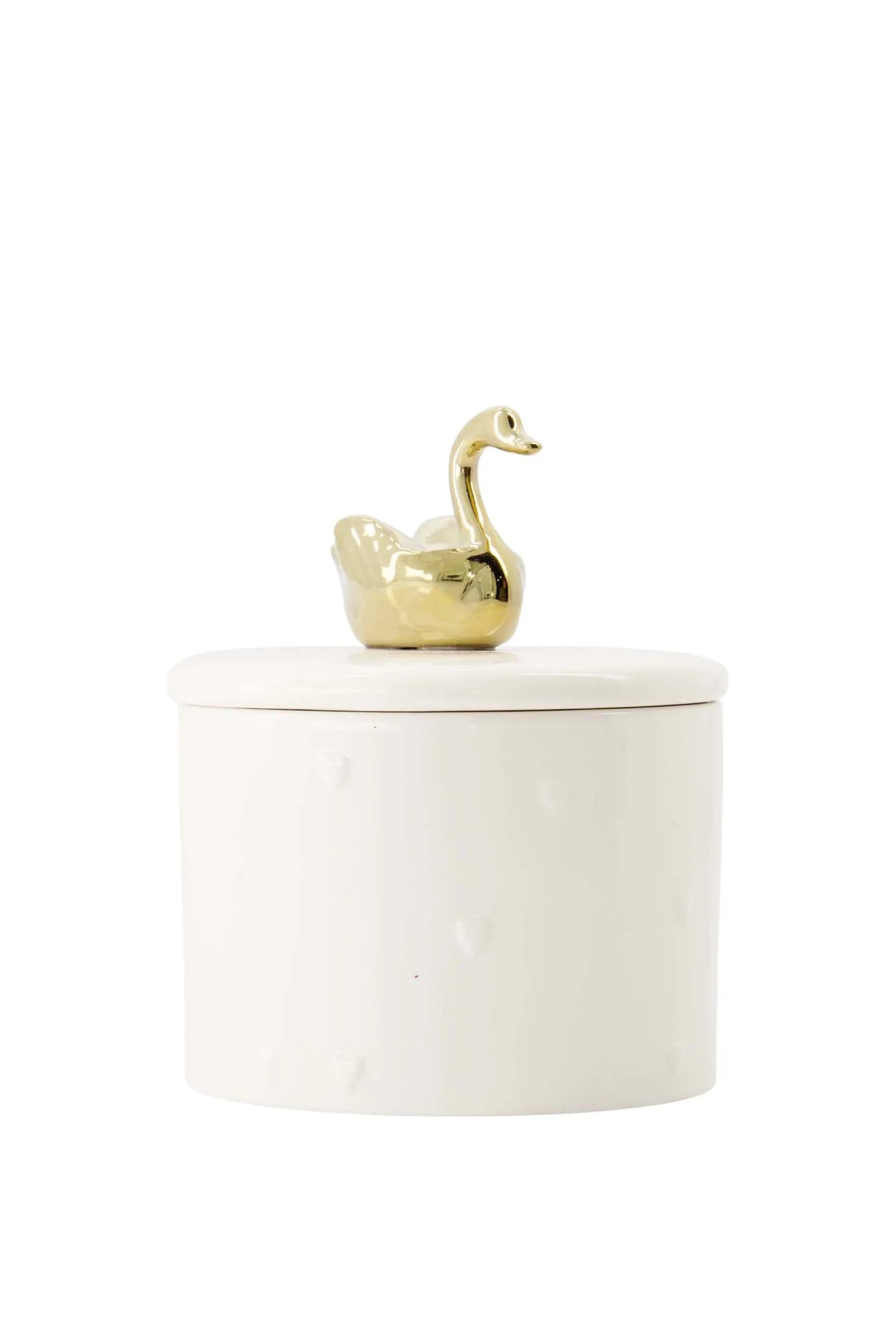 Zusss Geurkaars keramiek met deksel M Zwaan wit/goud