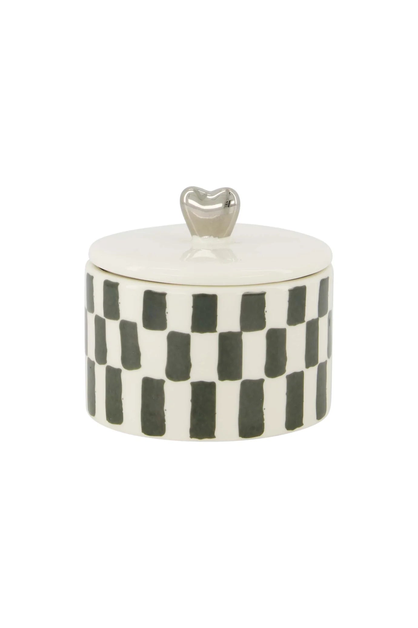 Zusss Geurkaars Keramiek met deksel hartje zilver