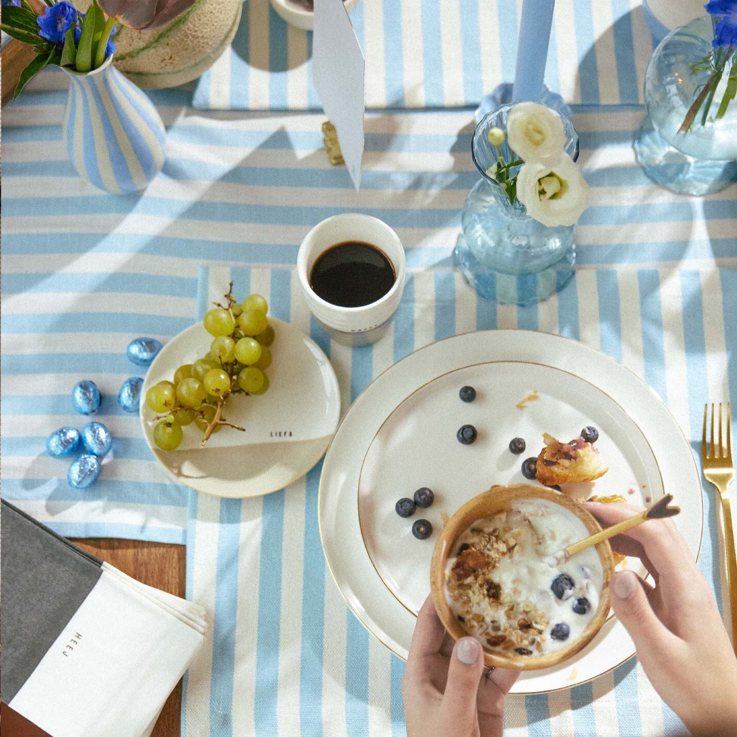 Zusss Keramiek Vaasje Blauw/Wit