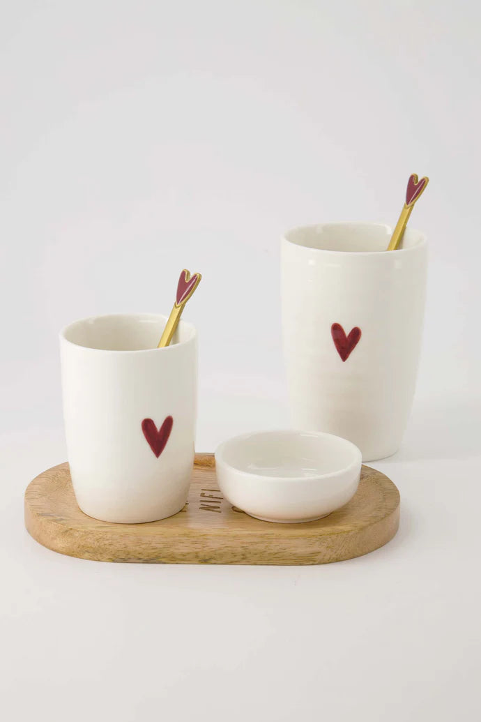 Zusss Koffiemok hartje wit/rood