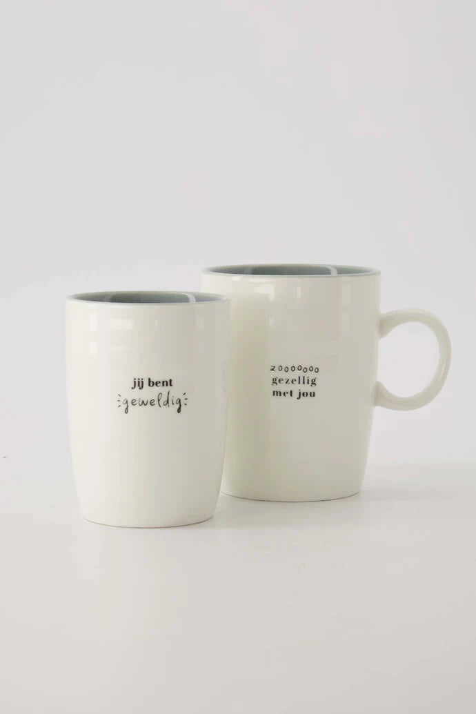 Zusss Koffiemok je bent geweldig wit/grijsblauw