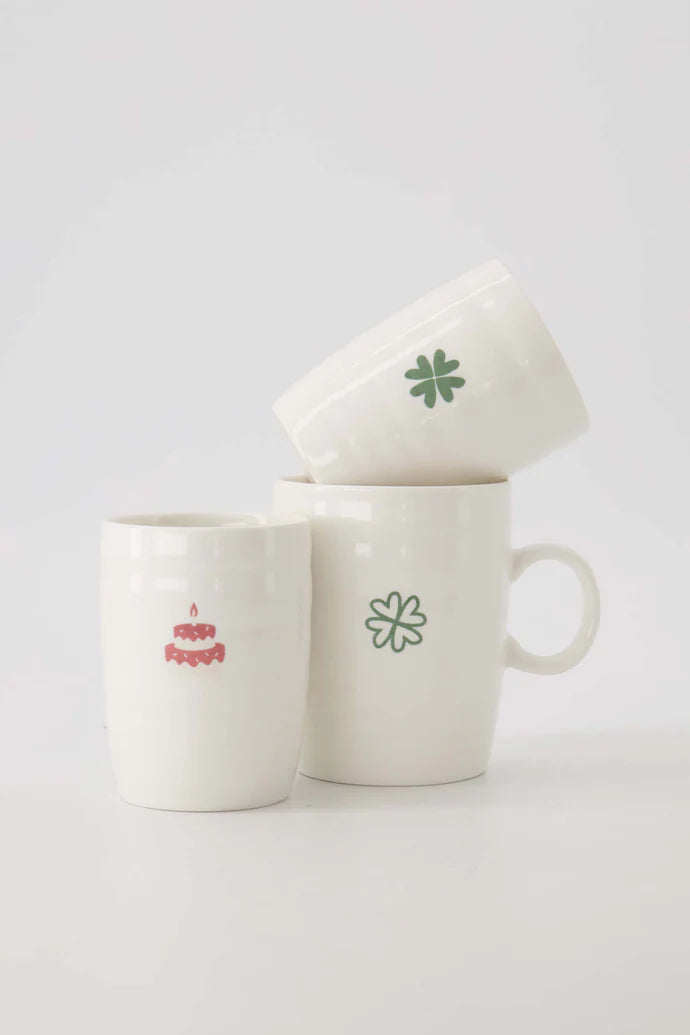 Zusss Koffiemok klavertje wit/groen