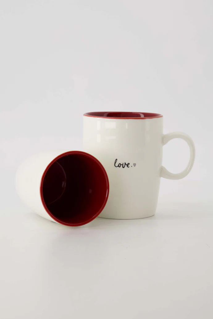 Zusss Koffiemok love wit/rood