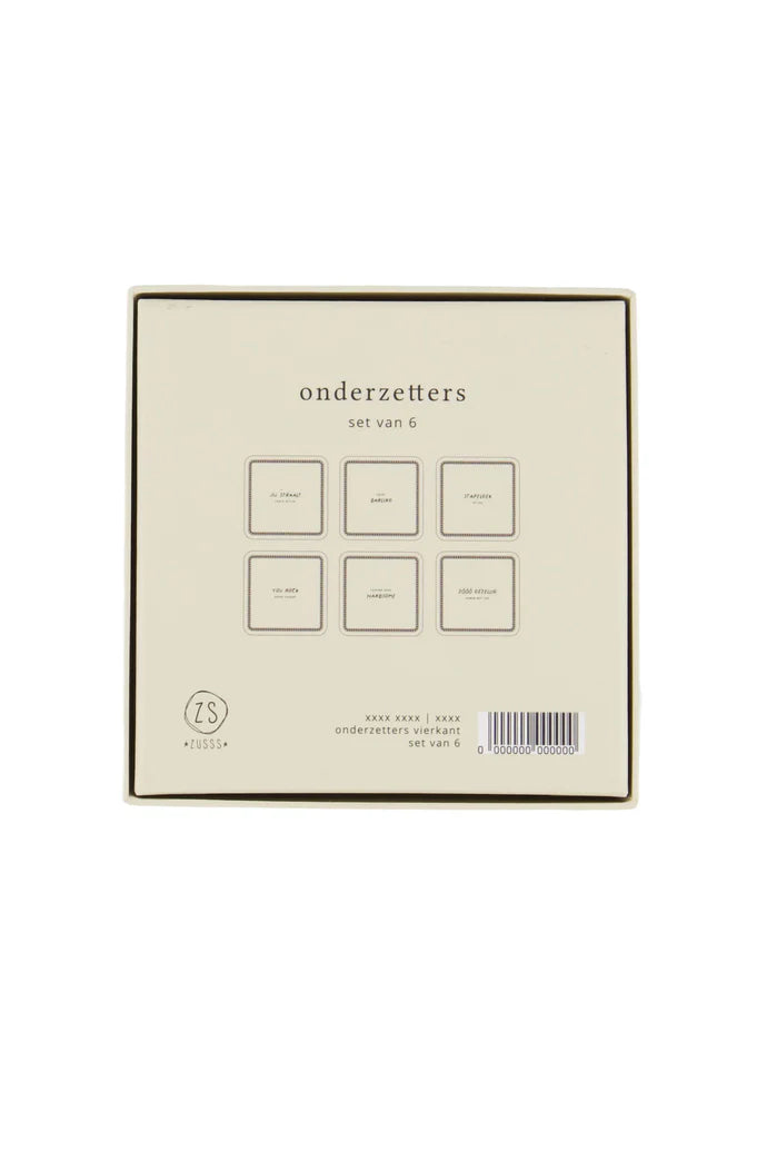 Zusss Set van 6 onderzetters zand/antracietgrijs