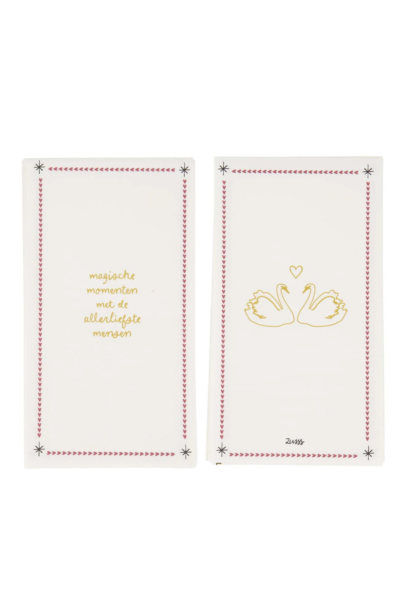 Zusss Servetten rechthoek Magische momenten wit/donkerrood