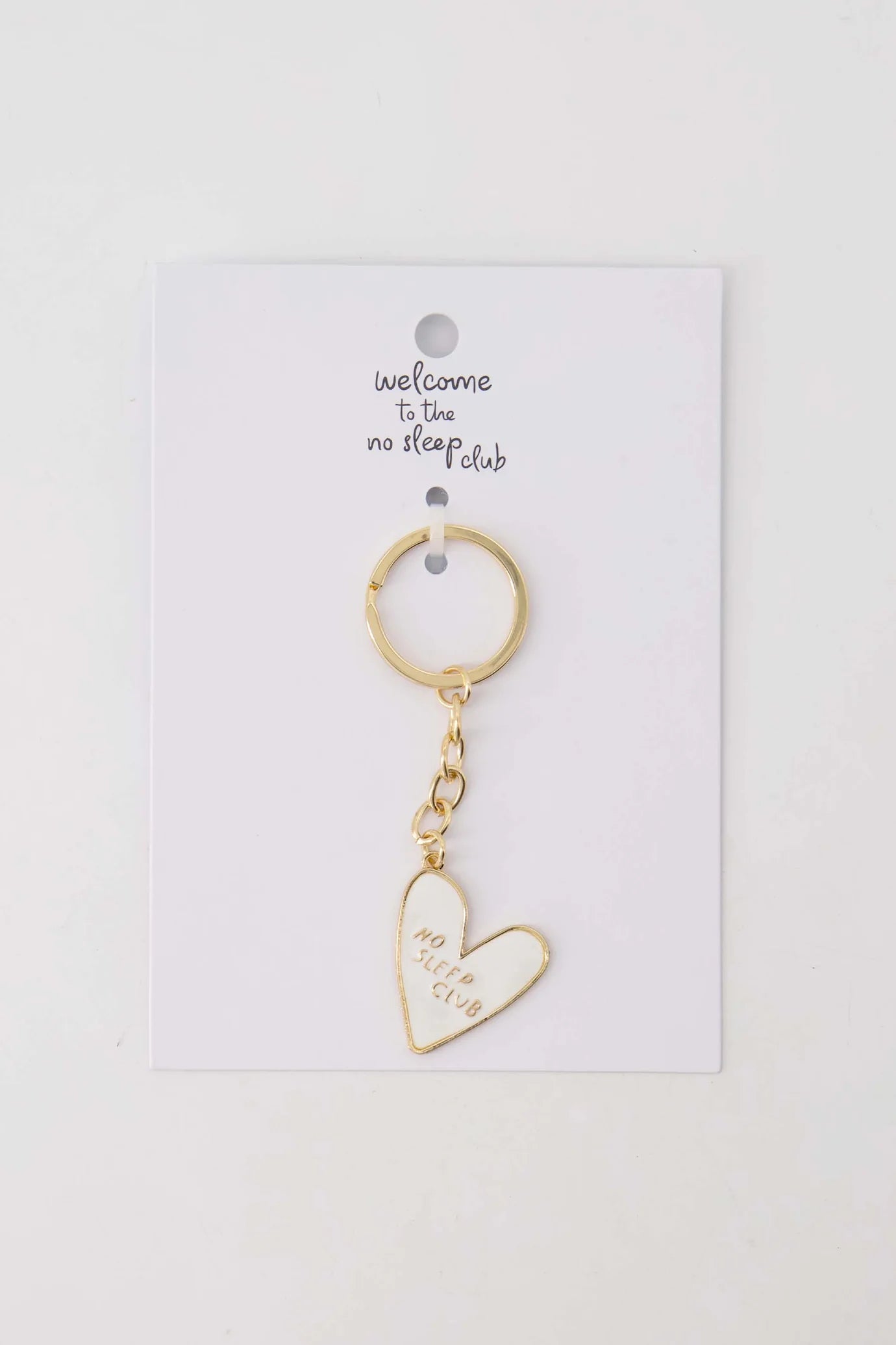 Zusss Ansichtkaart Sleutelhanger Hartje wit/goud