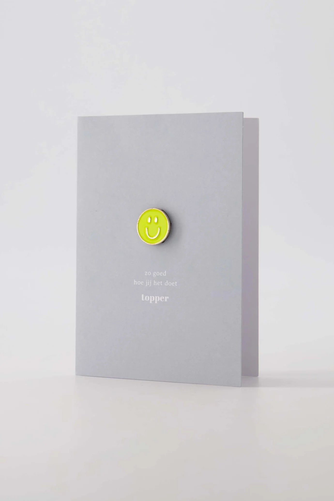 Zusss Wenskaart Magneet Smiley geel/grijs/blauw