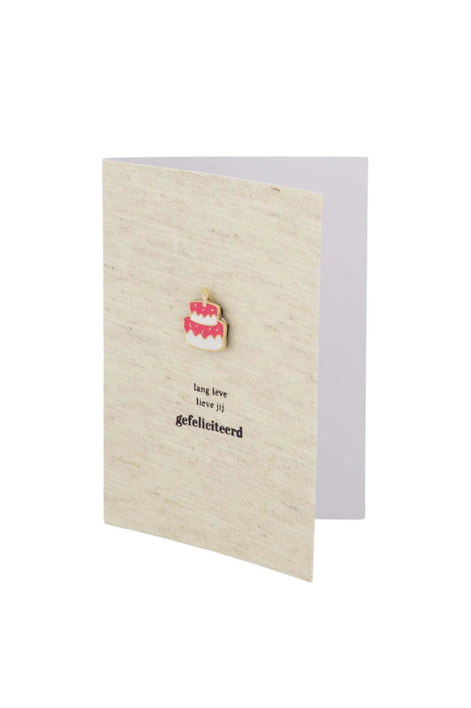 Zusss Wenskaart magneet taart linnen/roze