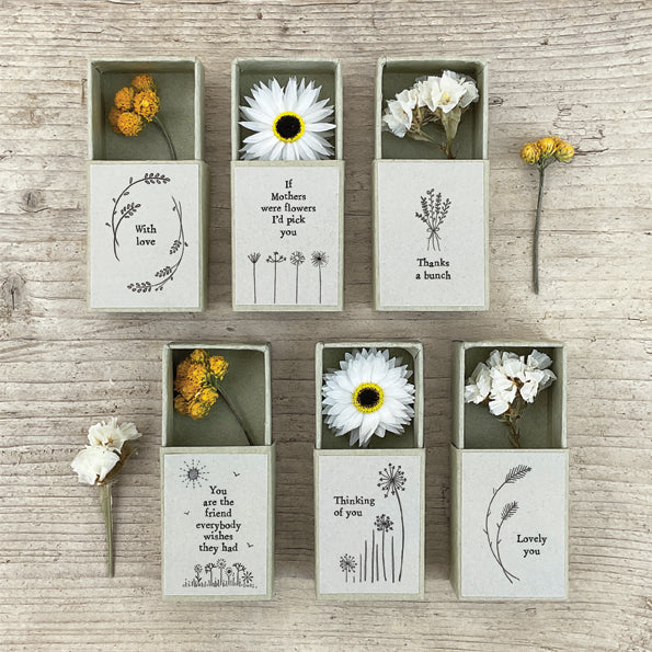 East of India Matchbox met droogbloem "Thinking of you"