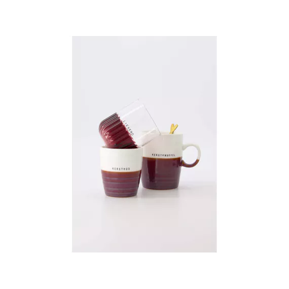 Zusss Theemok Kerstknuffel wit/donkerrood