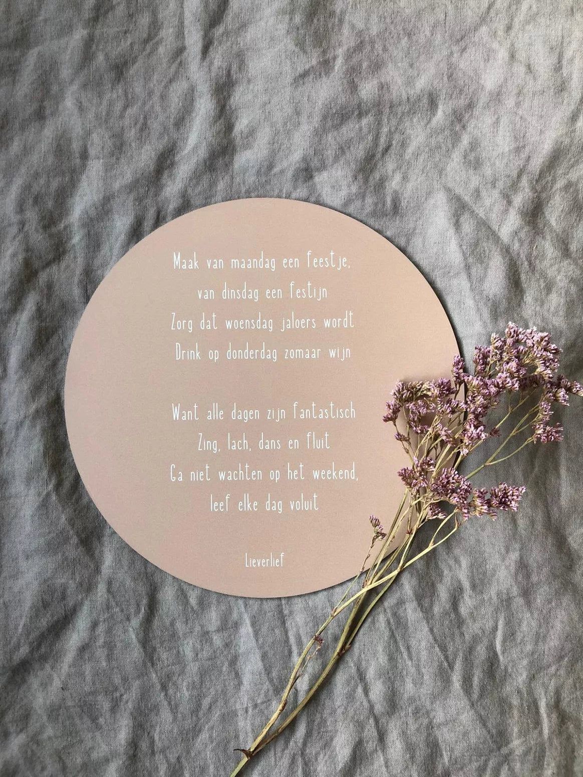 Lieverlief Muurcirkel met gedicht 'Leef elke dag voluit'