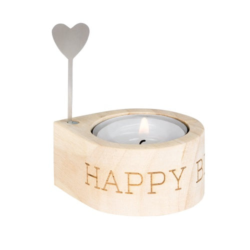 Räder Theelichthouder Hout 'Happy Birthday' Hart