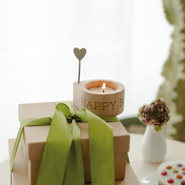 Räder Theelichthouder Hout 'Happy Birthday' Hart