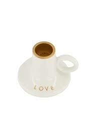 Zusss Keramieken kandelaar wit met oor 'LOVE'