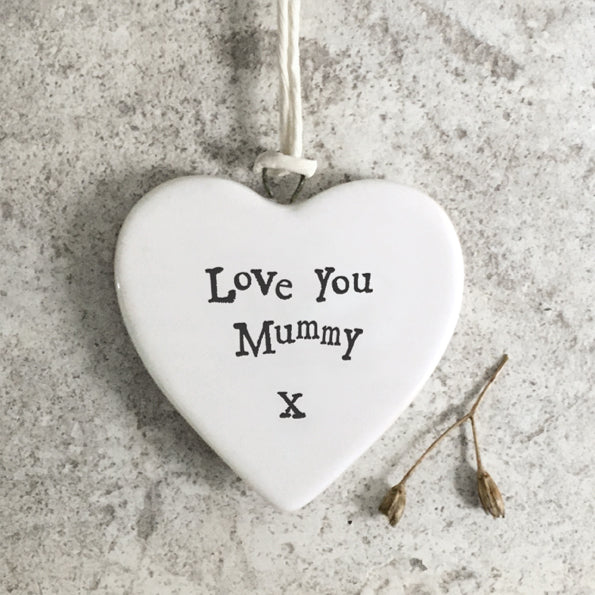 East of India Porselein hanger hart 'Love You Mummy'