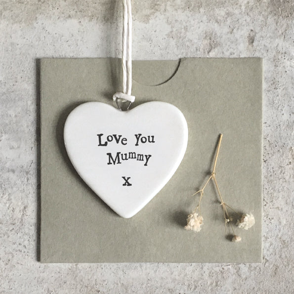 East of India Porselein hanger hart 'Love You Mummy'