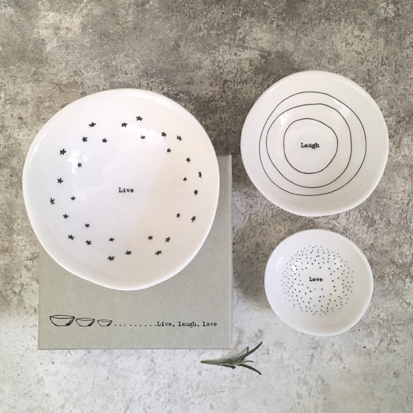 East of India Kommen 'Live, Laugh, Love' - set van 3