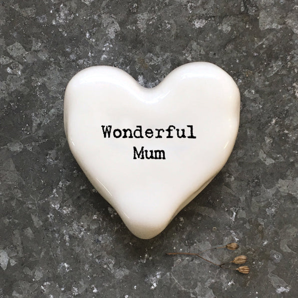 East of India Hart pebble 'Wonderful mum'