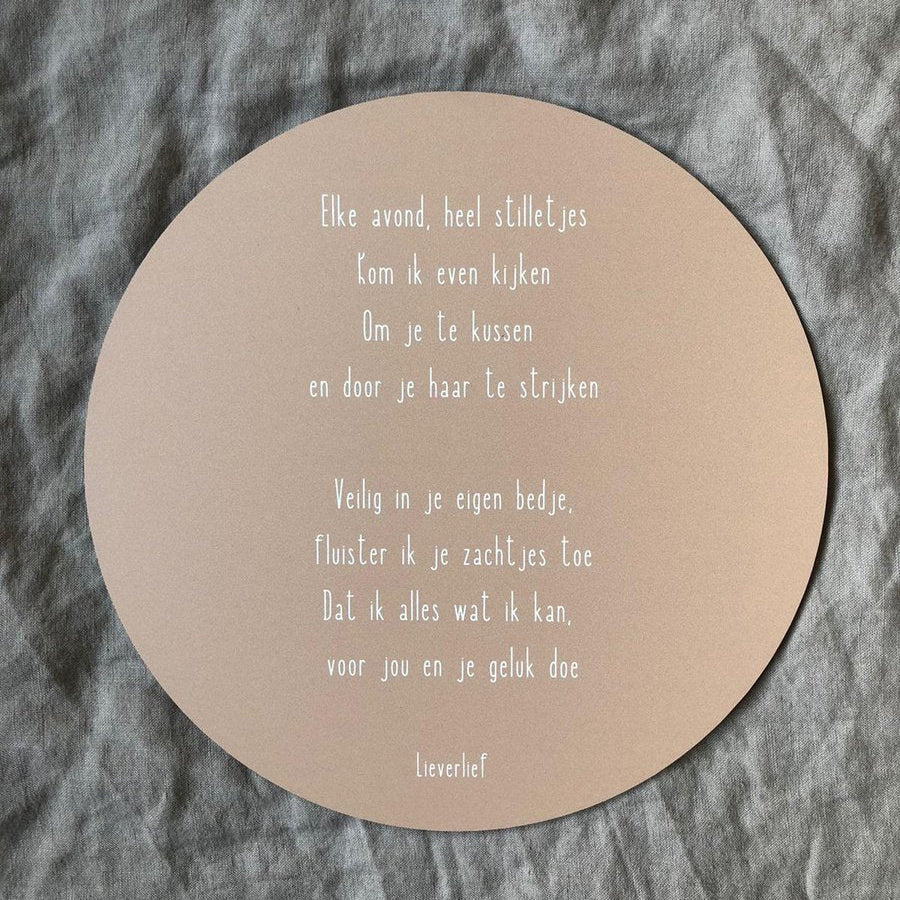 Lieverlief Muurcirkel met gedicht 'Elke avond' - Roze