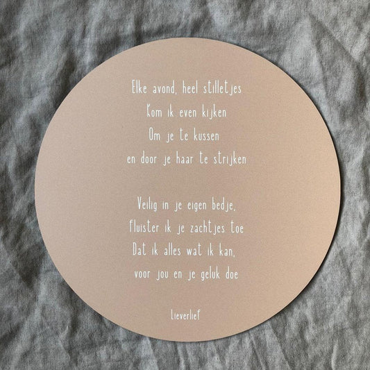 Lieverlief Muurcirkel met gedicht 'Elke avond' - Roze