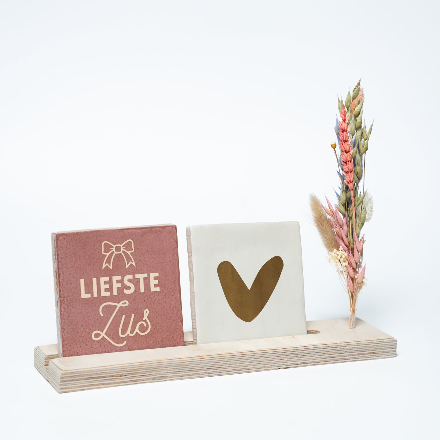 Tegelhouder voor 2 incl. droogbloemen