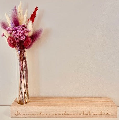 Kaartjeshouder gegraveerd met droogbloemenboeket - Large