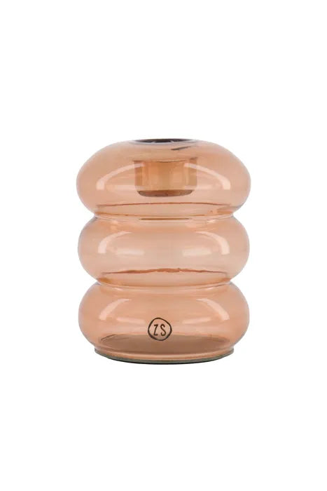 Zusss glazen kandelaar met bollingen oudroze