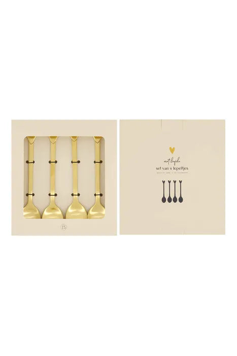 Zusss set van 4 lepeltjes hartje goud
