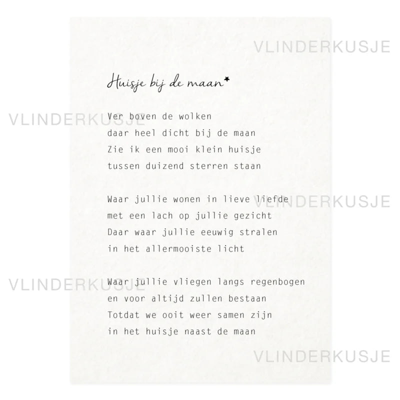 Vlinderkusje Wenskaart 'Huisje bij de Maan'