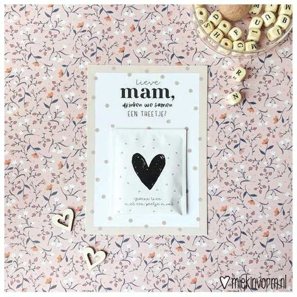 Miekinvorm Kaart + Theezakje 'Lieve mam'