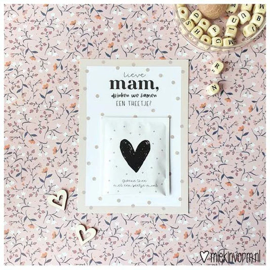 Miekinvorm Kaart + Theezakje 'Lieve mam'