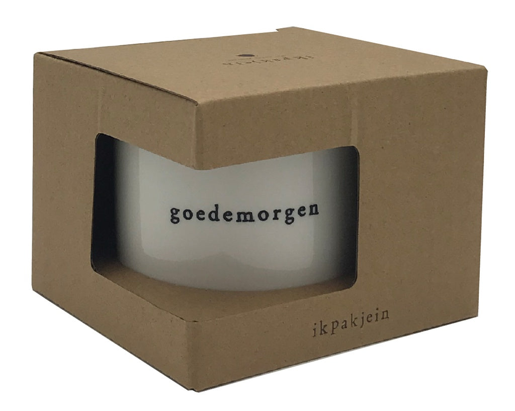 Ik pak je in Koffiemok 'goedemorgen'