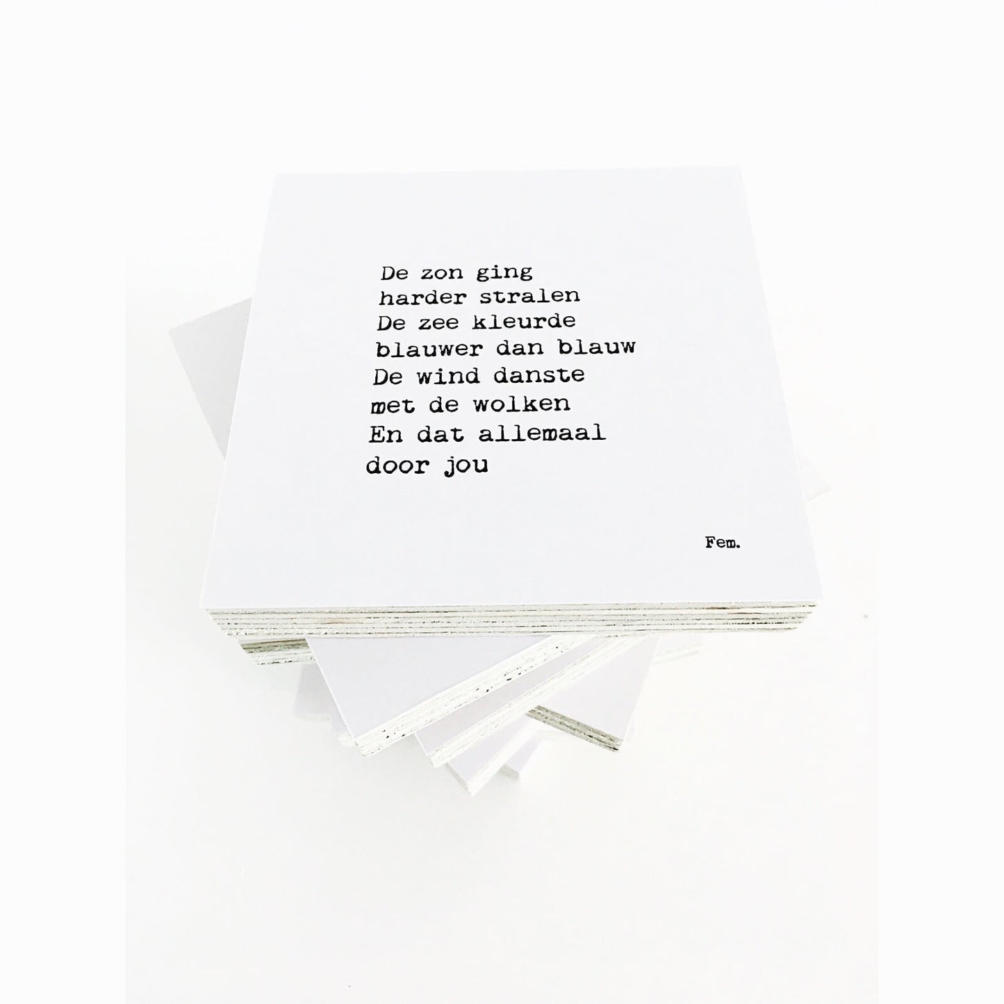 Papierpleziertjes Houten Blokje 'Sprankel, Bedank, Bemin'