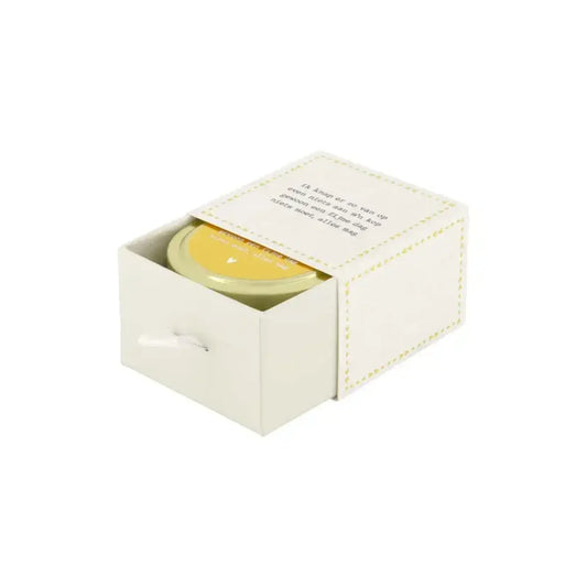 Zusss Geurkaars in schuifdoosje - "Gedicht" - Linnen - Goud - 7x7cm