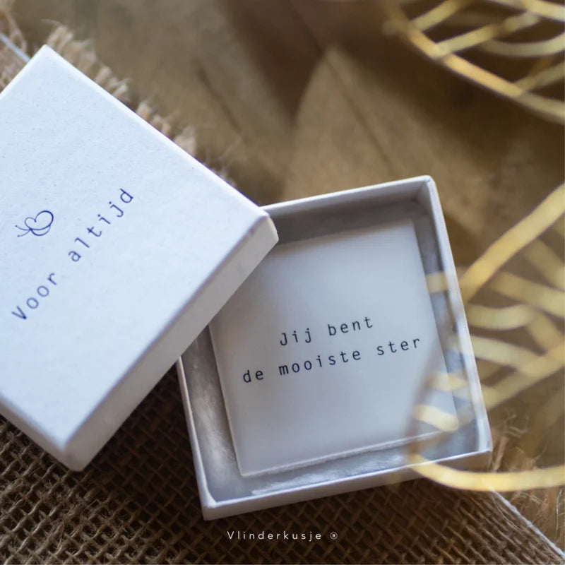 Vlinderkusje Mini Troosttegeltje 'Mooiste Ster'