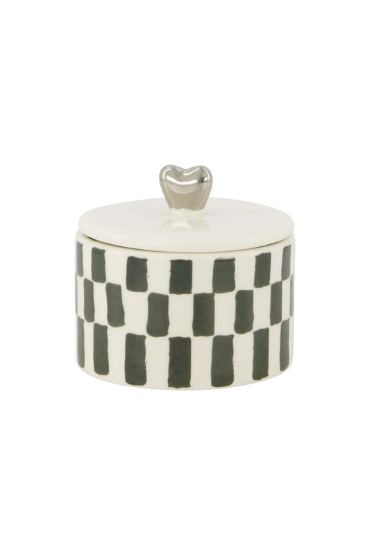 Zusss Geurkaars Keramiek met deksel hartje zilver
