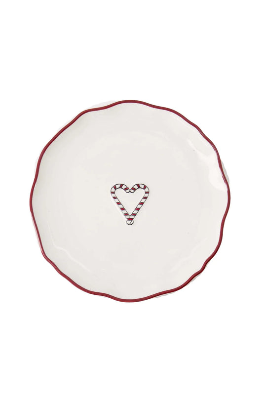 Zusss Serveerschaal hart wit/donkerrood