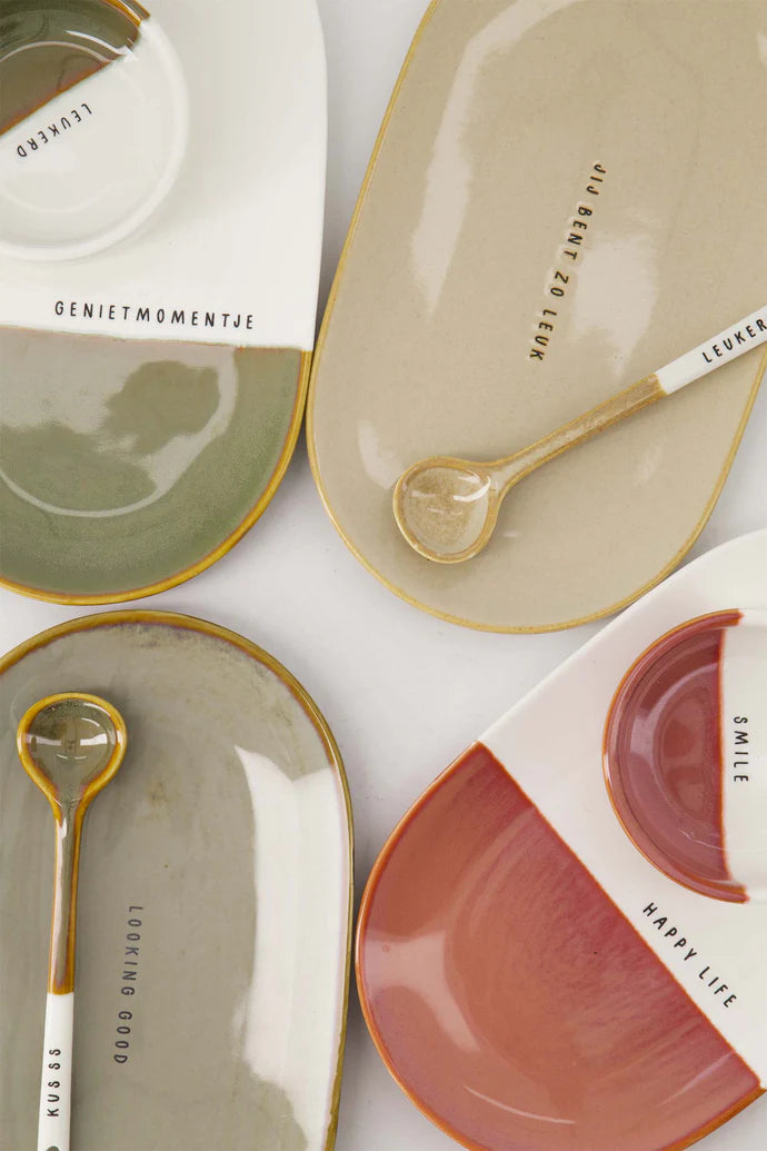 Zusss Lepeltje keramiek leukerd wit/zand