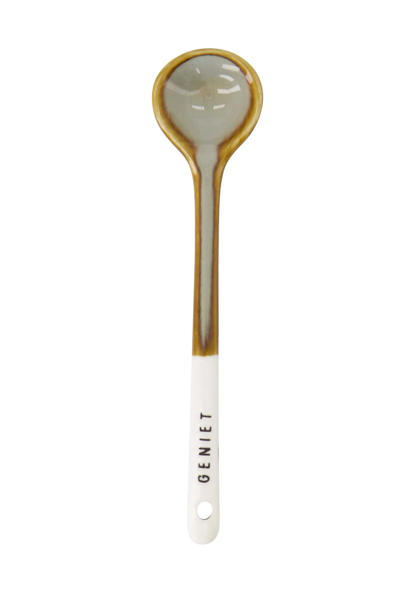 Zusss Lepeltje keramiek geniet wit/grijsblauw