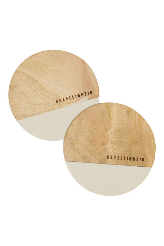 Zusss Set van 2 onderzetters hout 'Gezelligheid'