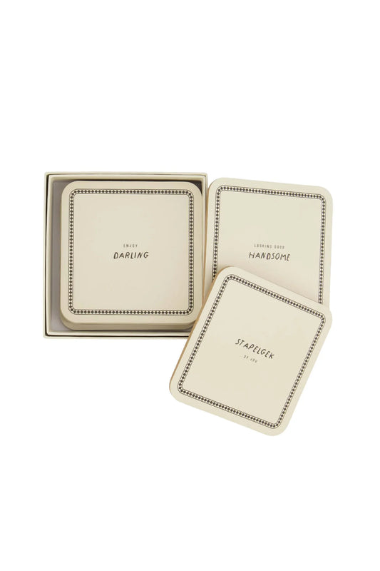 Zusss Set van 6 onderzetters zand/antracietgrijs