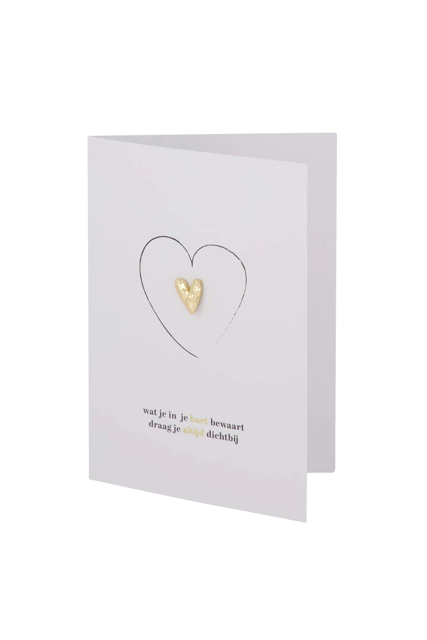 Zusss Wenskaart broche hartje in je hart wit/zwart/goud