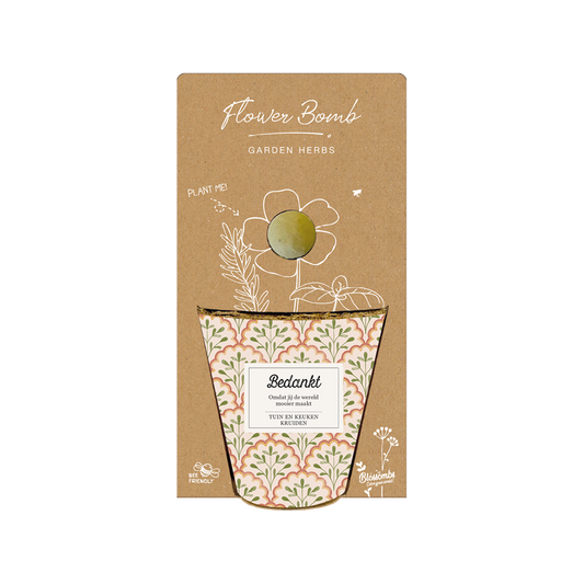 Blossombs Grow kit "Bedankt" met Tuin- en Keukenkruiden Mix Zaadbommetje
