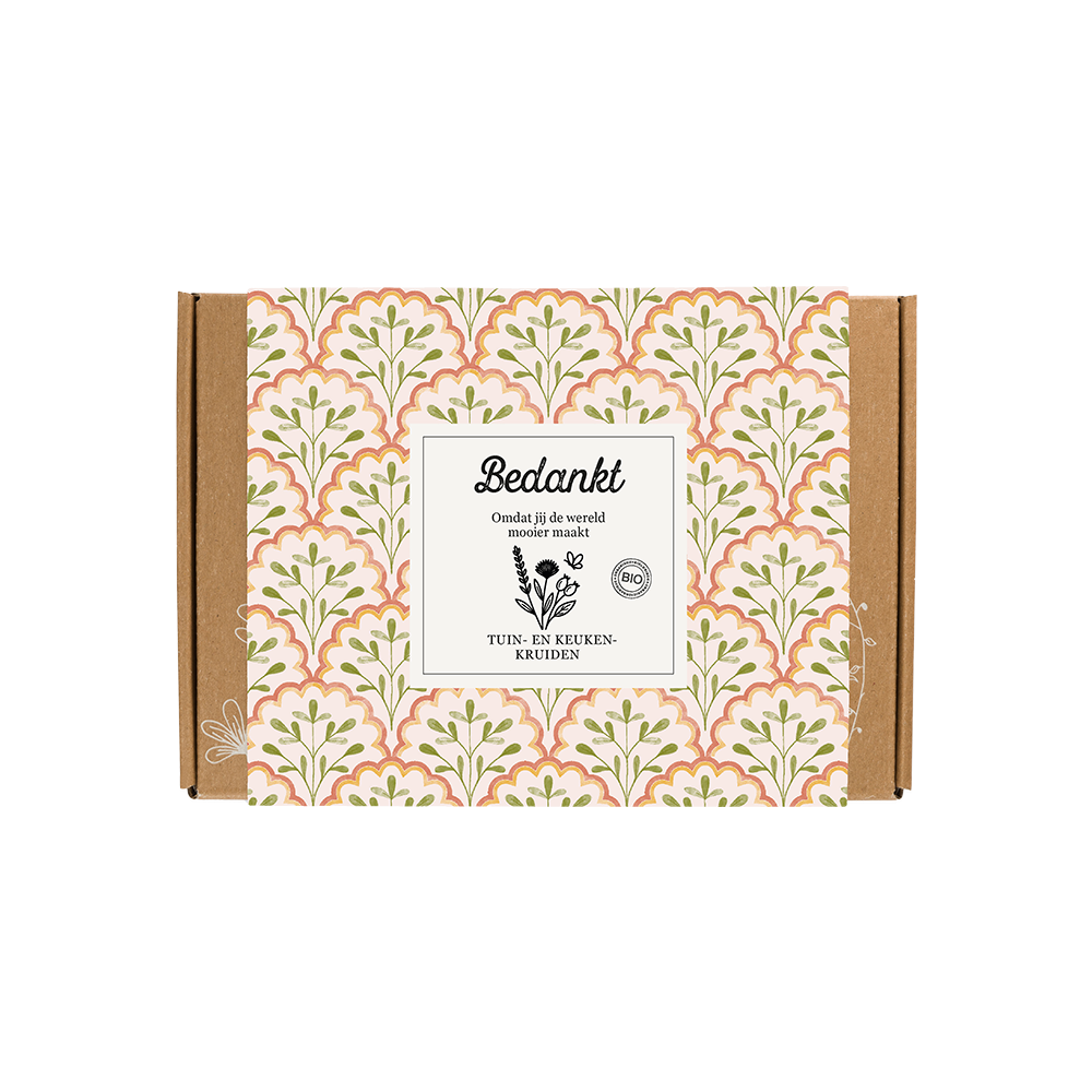 Blossombs Gift Box Small "Bedankt" met 7 Tuin- en Keukenkruiden Mix Zaadbommetjes
