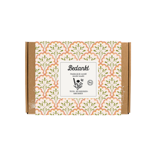 Blossombs Gift Box Small "Bedankt" met 7 Tuin- en Keukenkruiden Mix Zaadbommetjes