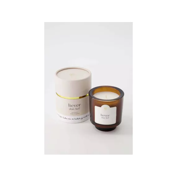 Zusss Geurkaars glas in koker Liever dan lief off white