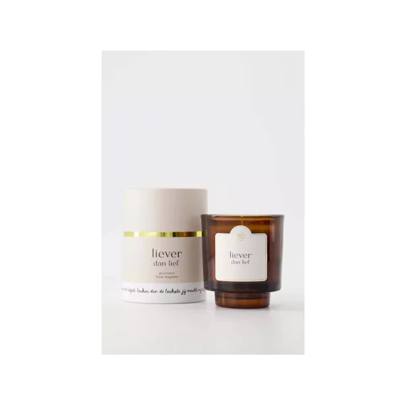 Zusss Geurkaars glas in koker Liever dan lief off white