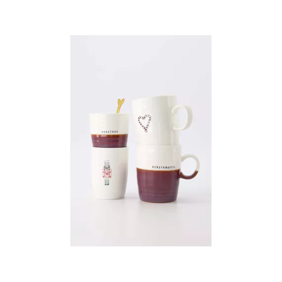 Zusss Theemok Kerstknuffel wit/donkerrood