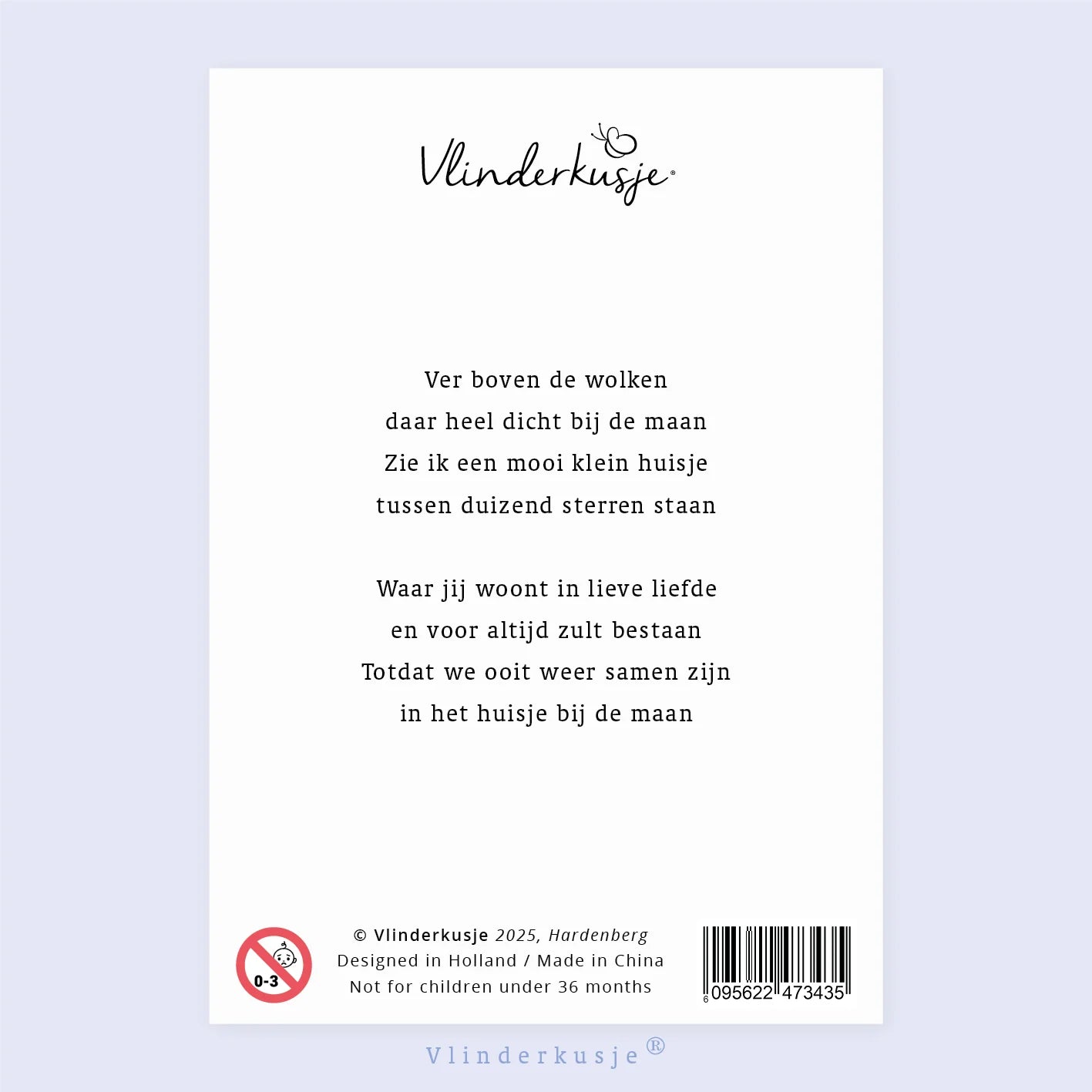 Vlinderkusje PIN ‘Huisje bij de maan’ met gedichtje